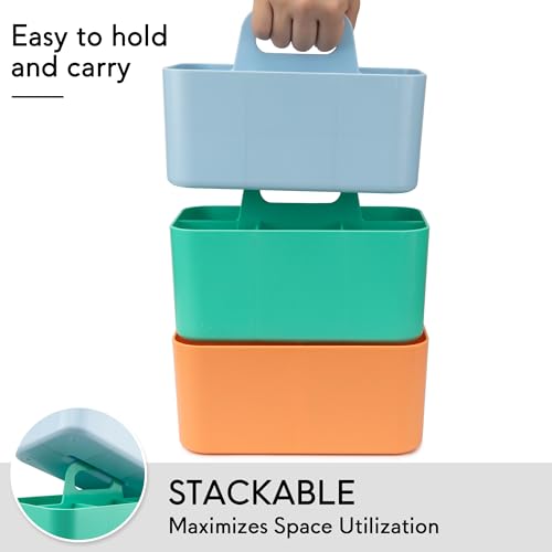 Gray Rectangle Multipurpose Caddy Organizer with Handle - Stackable Plastic Office and Dorm Storage