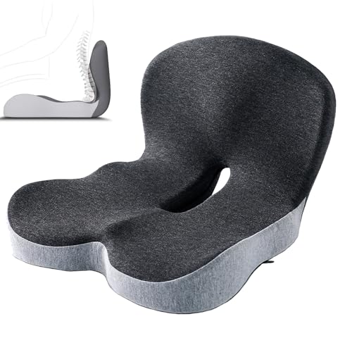 Memory Foam L-Shaped Integrated Seat Cushions, Ergonomic Memory Foam Non Slip Seat with Back Support, Comfort Car Seat Cushion with Lumbar Support Quick Pain Relief for Car & Office (Gray)