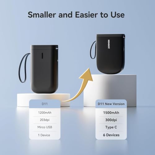 NIIMBOT D11 Label Maker Bluetooth Portable Printer with 1 Tape - Black