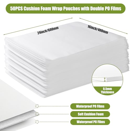 50PCS 16 x 24Inch Foam Pouches for Packing, Large Cushion Wrap