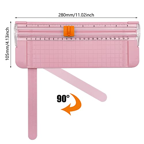 Pink A4 Paper Cutter with Safety Guard & Ruler - Portable Craft Trimmer for Scrapbooking & Photos