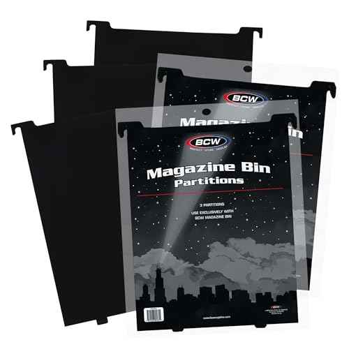 BCW Magazine & Document Bin Partitions - 6 Pack | Smooth Black Plastic Finish, Works With Adhesive Labels | Magazine Dividers Fit Magazine & Document Bin | Magazine Storage Accessories