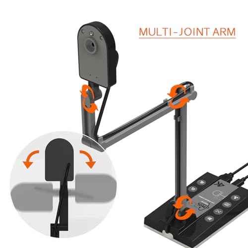 TreasLin Document Camera for Teachers HDMI USB-C 15MP HDIM Document Camera, Remote Learning Classroom Presentations Camera Art Classes Online Teaching with Multi Angle Rotation Adjustment LED Light