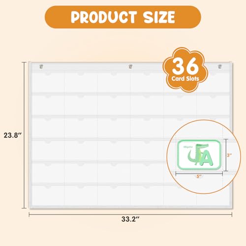 AKAYOK 3''x5'' Index Card Holder Sleeve - 36 Transparent Pockets Organizer for Office Classroom Home