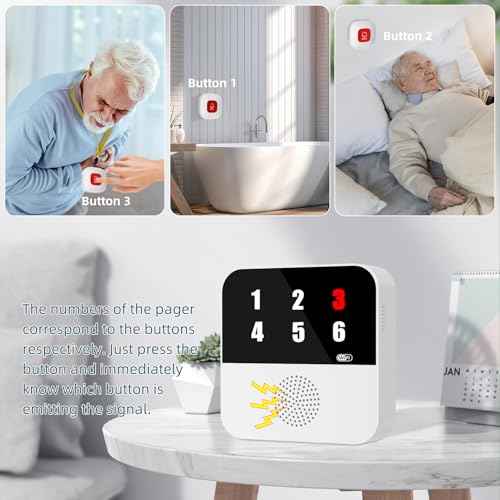 3 Pack Call Button System Wireless Nursing Pager Call System - 300ft Range Smart SOS Alarm with App, WiFi Portable and Bedside Alarm Help Request Device for Elderly, Nurses,Caregivers