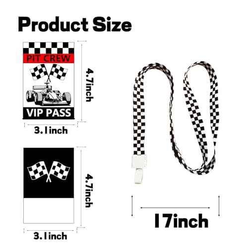 50 Sets Racing VIP Pass Cards with Racing Lanyards Bulk PVC VIP Pass Cards with White and Black Lanyards for Event Gamer Race Car Theme Birthday Party Fast One Party Supplies£¨Black£©