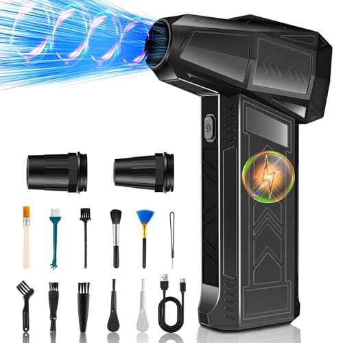 Compressed Air Duster Electric 130000RPM (Wind Speed 62M/S),Portable Air Blower,Cordless Handheld Mini Turbo Fan, Rechargeable Dust Blower for PC, Computer, Car, Keyboard, and Home
