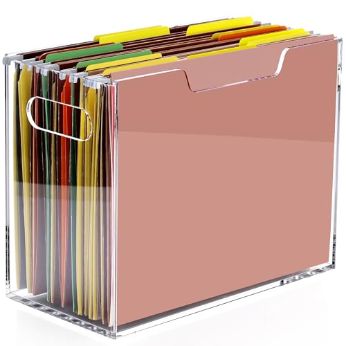 Acrylic Hanging File Organizer, Letter Size Clear Magazine Rack Folders Holder, Large Capacity Storage Box for Desk Office School, No Assembly Required