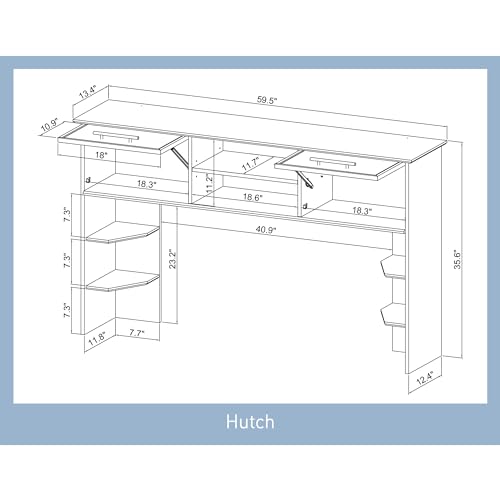 Realspace Koru 60" Hutch for L-Shaped or Straight Desks – Two-Tone Slate/Gray Oak