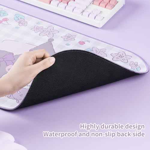 Kawaii Anime Mouse Pad Wrist Rest Support Set - Non-Slip Desk Mat and Memory Foam Bowknot Wrist Rest for Keyboard and Mouse,Perfect for Gaming or Home Office Work - KLM Flower Dream