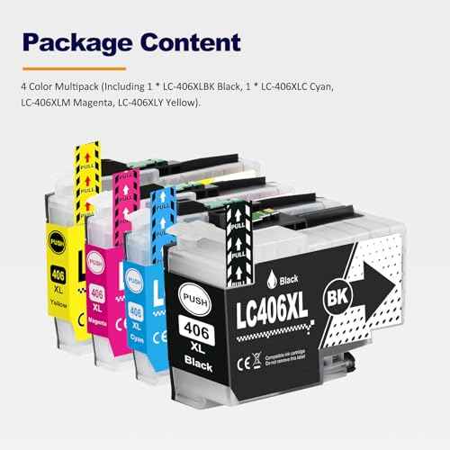 LC406XL LC406 Ink Cartridges High Yield Compatible for MFC-J4335DW MFC-J4345DW MFC-J4535DW MFC-J5855DW MFC-J6555DW MFC-J6955DW Printer (4-Pack, BK/C/M/Y)