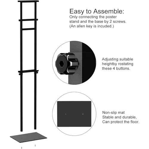 Poster Stand for Display, Pedestal Sign Stand, Double Banner Stand with Non-Slip Base, Heavy Duty Adjustable Poster Board Stand Height Up to 75Inches, Sign Holder for Board & Foam Sign