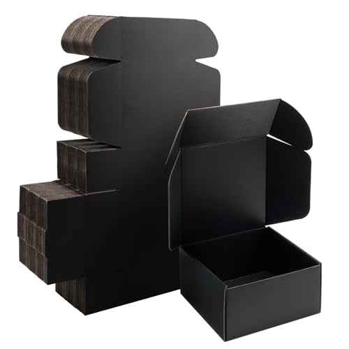 8x8x4 Black Shipping Boxes Small - 25 Pack Corrugated Cardboard Mailer Boxes for Packaging, Mailing, Gift Giving | Sturdy, Recyclable, Perfect for Small Business Supplies, Ecommerce