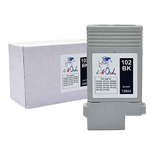 InkOwl Compatible Ink Cartridge Replacement for Canon PFI-102BK (130ml, Black) - iPF500 iPF510 iPF600 iPF605 iPF610 iPF650 iPF655 iPF700 iPF710 iPF720 iPF750 iPF755 iPF760 iPF765