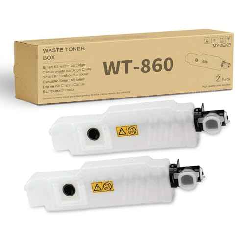 2 Pack WT-860 Waste Toner Box : WT860 Container Replacement for Kyocera WT 860 Bottle 1902LC0UN0 for TASKalfa 3500 3500i 4500 4500i 5500 5500i 3501 3501i 4501 4501i 5501 Printer , Each 25,000 Pages