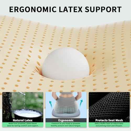 Latex Seat Cushion for Herman Miller Aeron Chair, Natural Latex Ergonomic Office Chair Pad, Fits Mineral Color