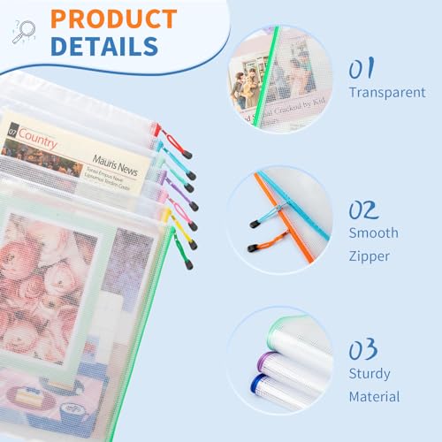Umriox 32PCS Mesh Zipper Pouch, Zipper Bags for Organizing, A4, Letter Size, Storage Bags for Board Game, Puzzles, School Office Supplies