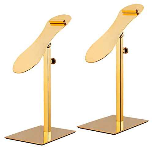 Shoe Display Stand Golden, Risers Stand Countertop Adjustable Shoe Rack Retail Supplies Stainless Steel Shoe Display, 2 Sets of Shoe Rack