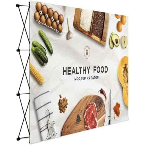 Portable Pop Up Display Stand, Tension Backdrop Booth Frame, Fabric Trade Show Exhibit Display Booth with Zips