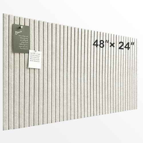 Large Cork Board for Office, 8 Pack Felt Wall Tiles with Slat Wall Paneling and Safe Removable Adhesive Tabs, Felt Bulletin Board Pin Board Cork Boards for Walls (Oatmeal)