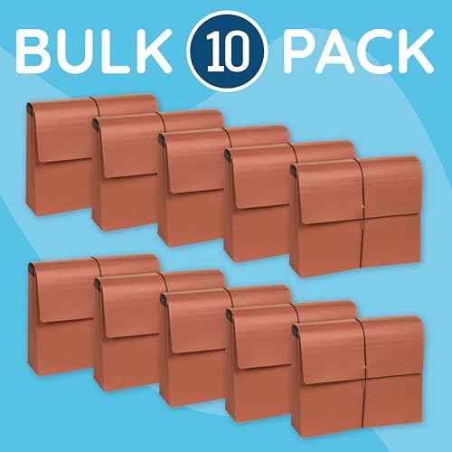 Blue Summit Accordion File Wallet with Flap and Cord Closure, Letter Size, 5.25¡± Expansion ? 10 Pack