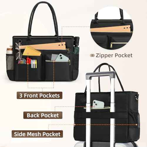 RAINSMORE Laptop Bag for Women 15.6 Inch Work Teacher Tote Nurse Bag Professional Laptop Tote Computer Messenger Shoulder Bags Large Handbag Business Office Work Briefcase
