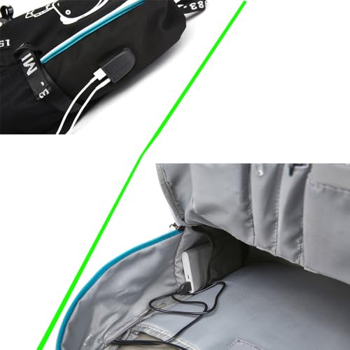 Soccer Player 7 Multifunction Sport Backpack Travel Laptop Football Fans Bag for Men Women (Blue lines - 1)
