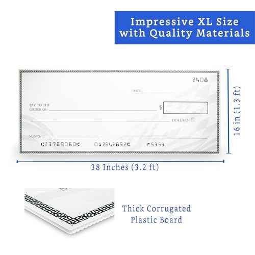 Giant Check (38 x 16 inches) - Big Checks for Presentations, Awards, Donations, Ceremonies and Events