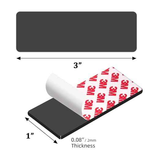 1"x3" Magnetic Strips, Fillet Corner Flexible Magnet Strip with 3M Strong Adhesive Backing, Magnets for DIY, Crafts, Fridge (75 x25 x 2 mm,12 pcs)