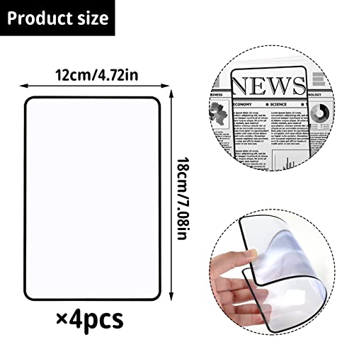 4-Pack Magnifying Sheets 3X for Reading Maps & Small Prints, Lightweight Plastic