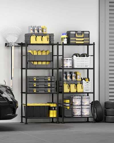 2-Pack 4-Tier Metal Storage Shelves, 18.2" x 12.3" 43.7", Black