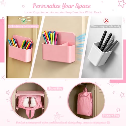 TsunNee Pink 2-Tier Locker Organizer Shelf for School & Office, 11.22 x 10.11 x 13.1 Inches