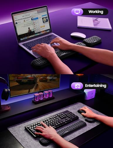 Large Black Ergonomic Wrist Rest for Keyboard & Mouse - Memory Foam Support Pad