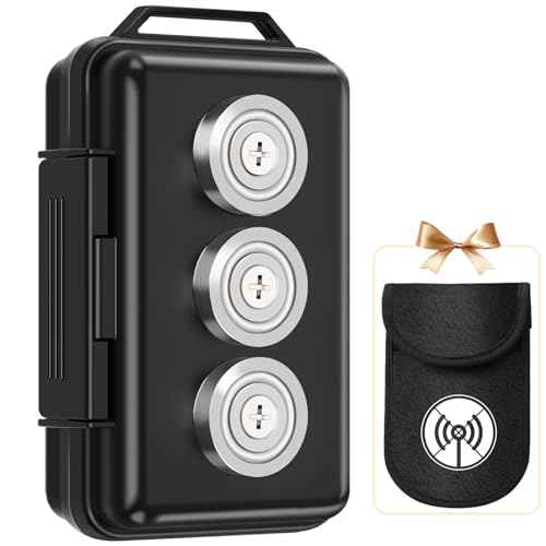 Yimaut Upgraded Magnetic Key Holder Under Car With Faraday Bag, Hide a Key Outside, Waterproof Magnetic Key Box for Under Car, Hide a Key Magnetic Car, Magnetic Storage Box