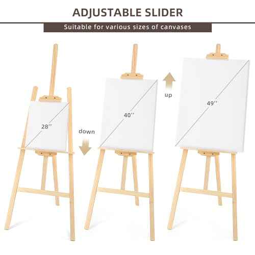 Adjustable Wooden Painting Easel, Art Easel Stand Hold up to 48'', Painting Canvas for Wedding Sign and Poster, Drawing for Adults, Begginners and Students