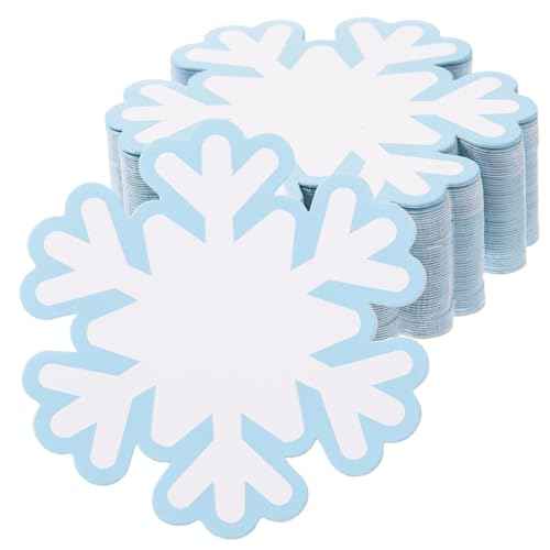MixTeach 150 Pieces Snowflake Cutouts Paper Winter Snowflakes Shapes Cutouts Name Tags Christmas Bulletin Board Decor with Glue Point Dots for School Classroom Projects Winter Christmas Party Supplies