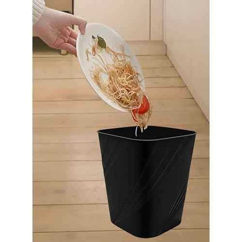 DAJITRE Small Plastic Trash Can Wastebasket Recycling Bin for Bathroom, Dorm, Bedroom£¬Home Office, Garbage Can for Bedroom, Kids Room (1, Black)