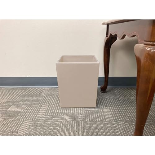 Dacasso Bonded Leather Waste Basket - Luxury Waste Basket (White Latte, 14 QT)