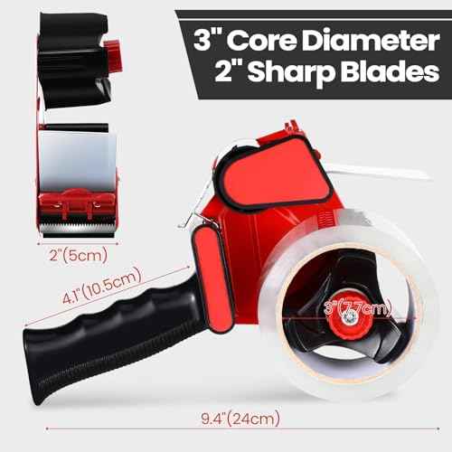 2 Pack Packing Tape Dispenser Gun with 12 Roll 2 Inch Packing Tape Gun 2.7 Mil Heavy Duty for Storing, Shipping, Moving, Carton and Box Sealing