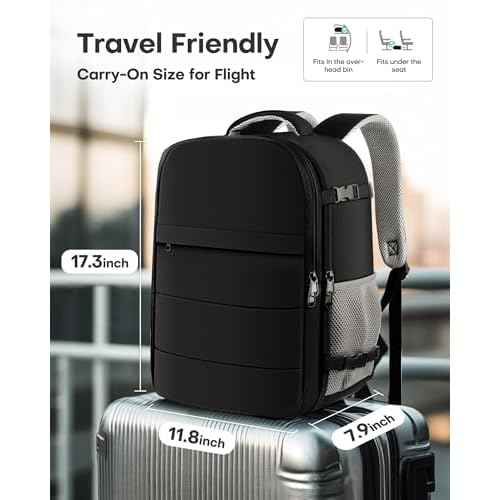 HOTOR Travel Backpack - Flight Approved Travel Bag for Men and Women, Carry on Luggage for 15.6" Laptop and Travel Essentials for Work, Business, Weekender, College 11.8"x7.9"x17.3" (Black)