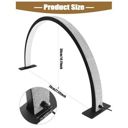 Kalolary Half-Moon Lamp for Nail Desk, 28inch Adjustable Brightness Lash Light for Lash Extensions, Facial Spa, Manicure, Tattoo(Black)