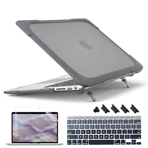 Mektron for MacBook Air 13 Case A1466 A1369, [Heavy Duty] [Dual Layer] Hard Case Cover with TPU+PC Bumper for MacBook Air 13.3-inch (2010-2017 Relase) w/Keyboard Cover Screen Protector, Gray