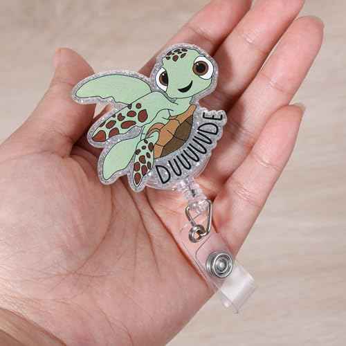 Funny Turtle Nurse Badge Reel, Cute Work Badge Holder with Retractable Clip, Pediatric Badge Buddy, Nursing Student RN LPN CNA MA Medical Worker Teacher Doctor ID Name Badge Clip Accessories