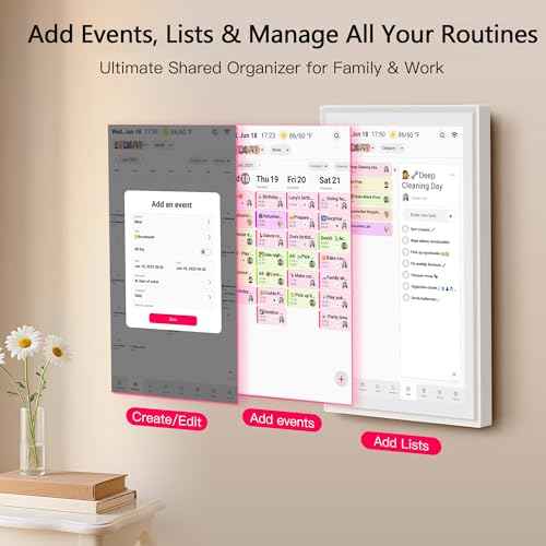 15.6 Inch Digital Calendar, Full HD Touchscreen Smart Planner for Family Schedules - Wall & Desk Mount, Great for Seamless Daily Planning & Household Organization, with LED Reminder Light