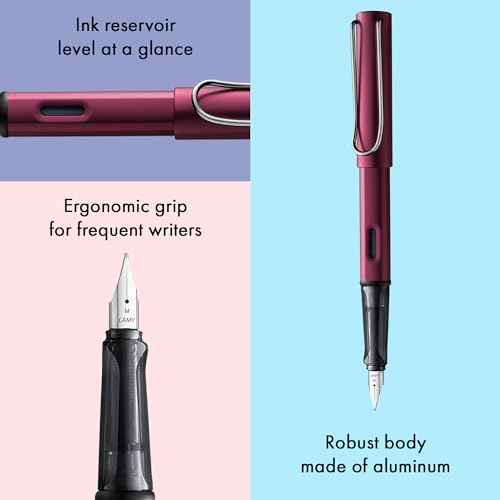 LAMY AL-star black purple - Fountain Pen with ergonomic grip & polished steel nib in size M - lightweight aluminum body - including LAMY T 10 blue cartridge - Right-Handed
