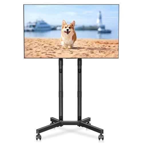 Mobile TV Stand with Wheels for Most 32-75 Inch Flat/Curved Screens TVs, Height Adjustable Rolling TV Cart Without Shelf, up to 88 lbs, Max VESA 600x400, ML70A