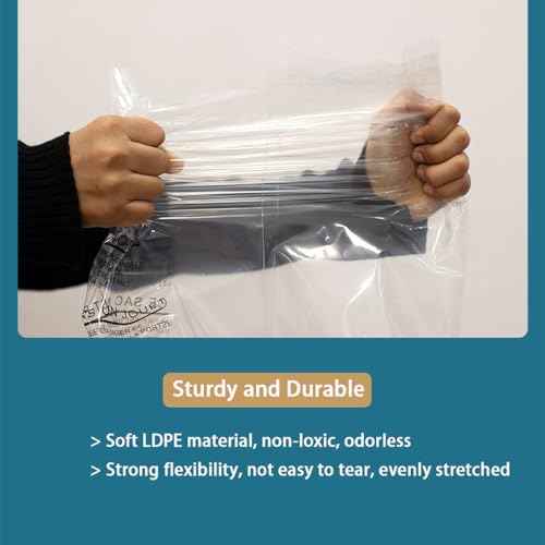 12¡± X 15¡± (100 Count) Clear Poly Bags with Suffocation Warning for Packaging, T Shirts & Mailing - Permanent Adhesive (100 Count 12''x15'')