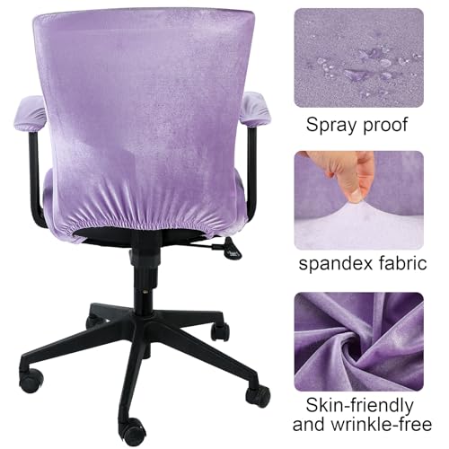Tallew 4 Pcs Office Chair Covers Set with Armrest Purple (Purple Variation)