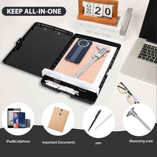 5 PCS Clipboard with Storage High Capacity Plastic Clipboard with Pen Holder Heavy Duty Nursing Clipboards Folder Side Opening Smooth Writing Clipboards with Low Profile Clip for for School & Office