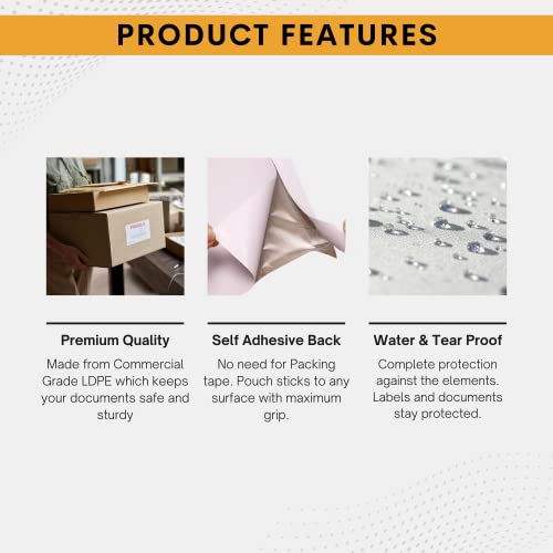 500 Pack 6x10 Waterproof Shipping Label Sleeves - Self-Adhesive Packing Slip Pouches
